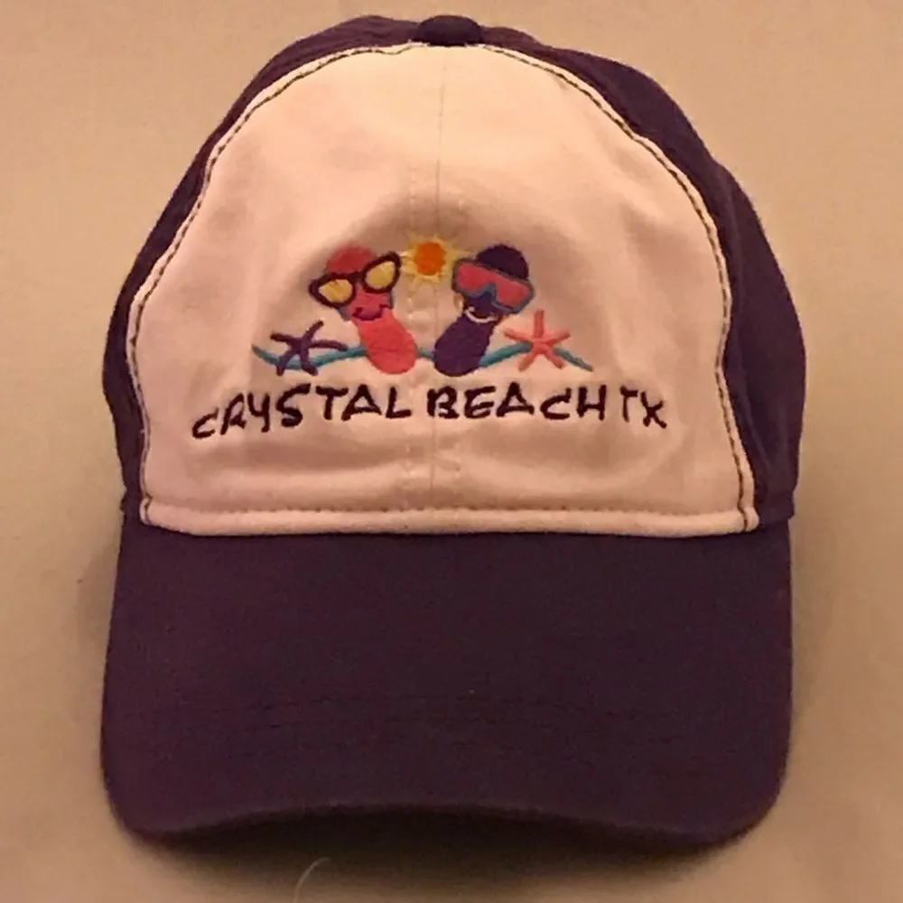 JHats Crystal Beach TX Purple & White Baseball Hat